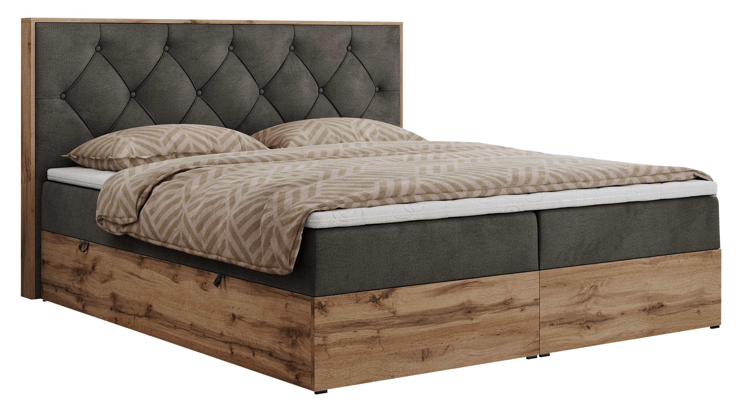 BOXBETT VENETO 160/200 Dunkelgrau Velvet - H4 - Dunkelgrau, Holz/Textil (160/200cm) - MKS