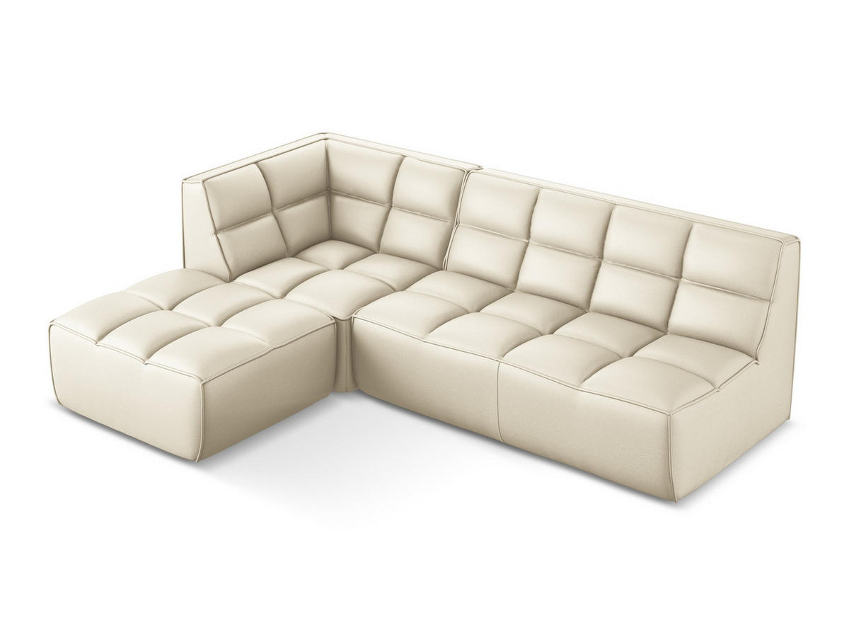 ECKSOFA Beidseitig Kunstleder Beige - Beige/Creme, Leder/Kunststoff (258/178cm) - Makamii