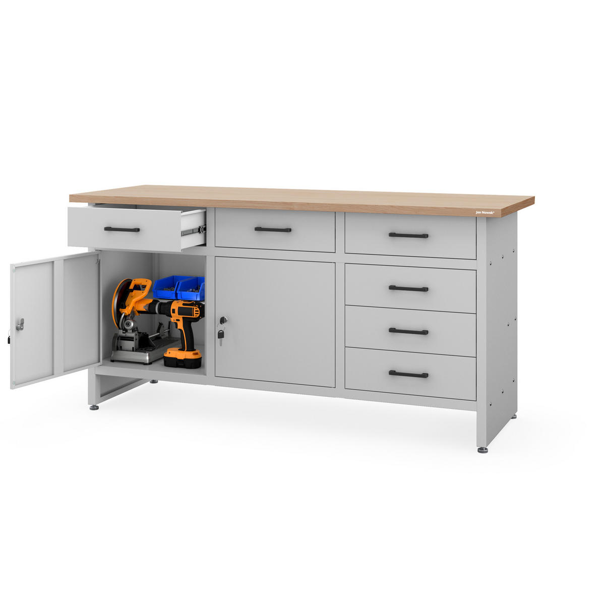 WERKBANK HENRY 1700 x 850 x 600 mm - Grau, Metall (170/85/60cm) - Jan Nowak
