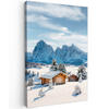 LEINWANDBILD Winter - Hütte - Berge - Aussicht - Schnee Wanddeko 40x60 cm - Eichefarben, Textil (40/60cm) - MuchoWow