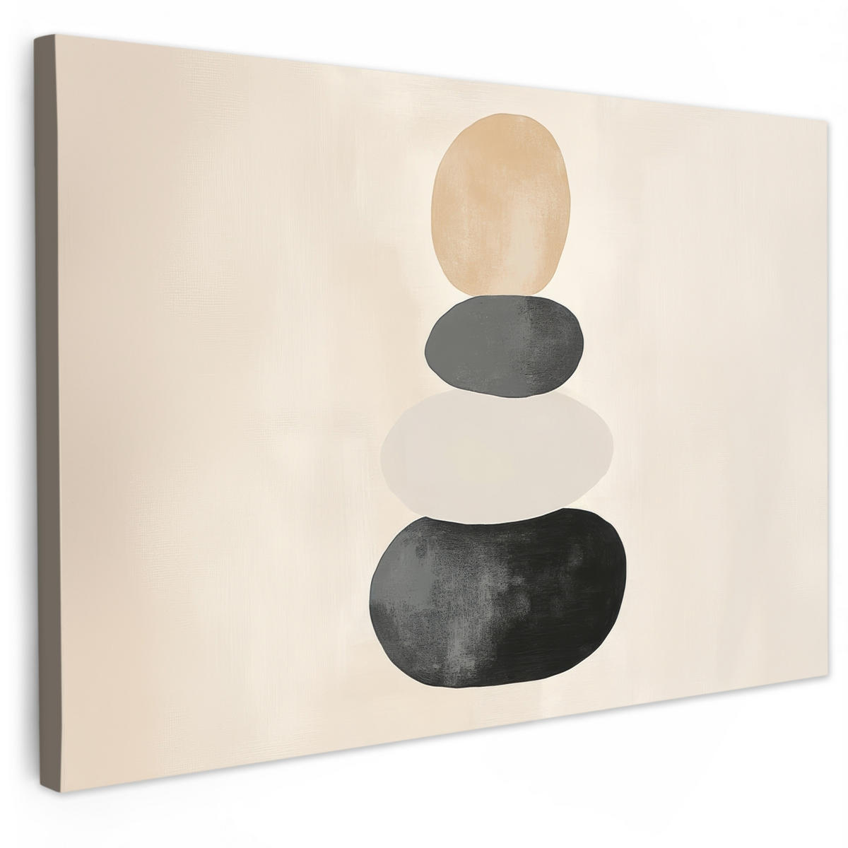 LEINWANDBILD Japandi - Wabi sabi - Beige Wohnzimmer 120x80 cm - Taupe, Textil (120/80cm) - MuchoWow