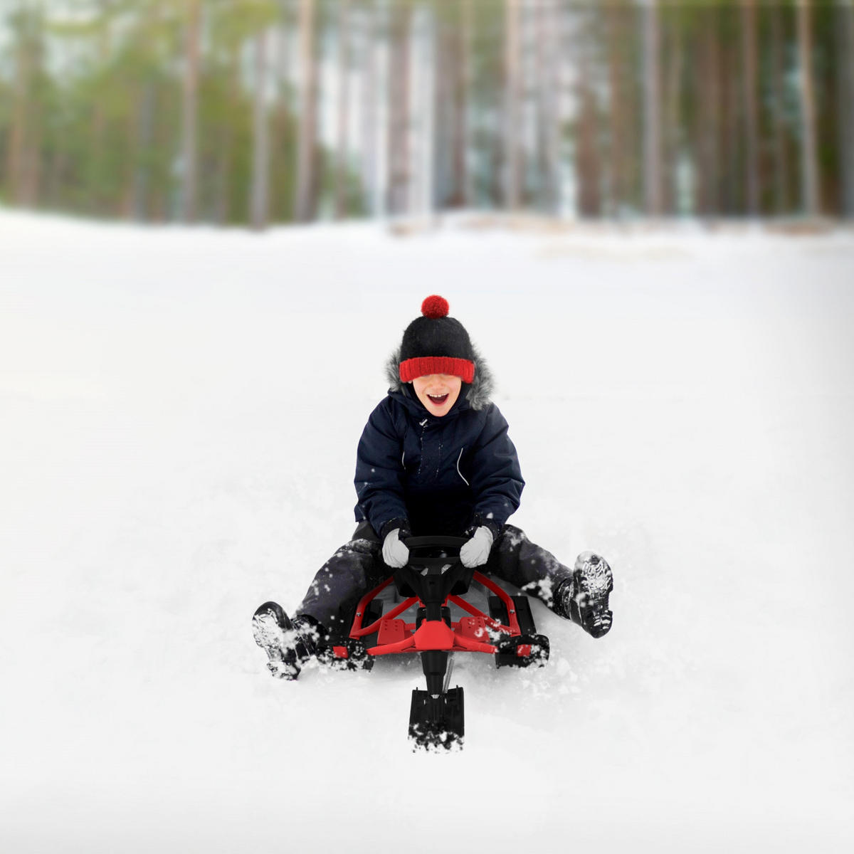 LENKSCHLITTEN Schwarz/Rot - Rot, Metall (50/119cm) - Hauki