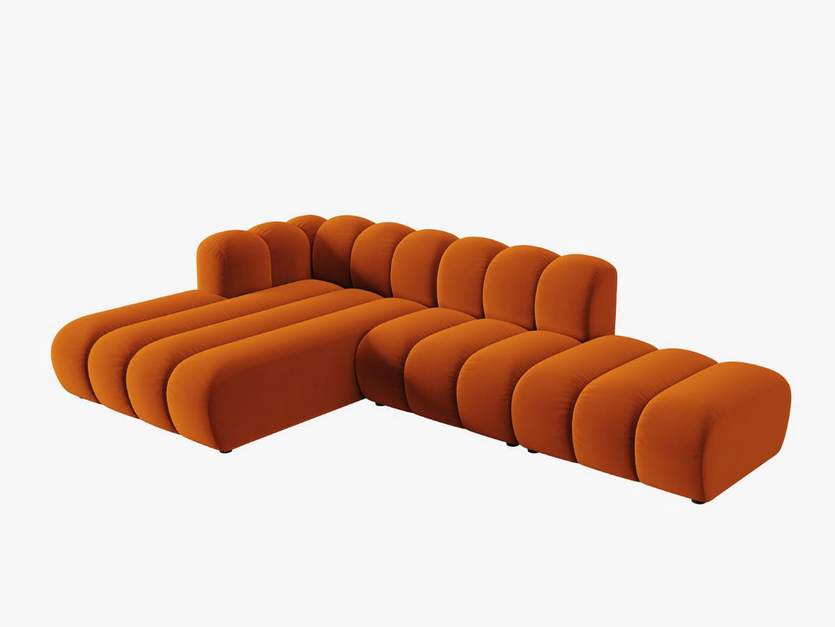 ECKSOFA modular links Lupine aus Samt terrakotta 5 Sitzplätze - Terra cotta, Textil (177/299cm) - Micadoni