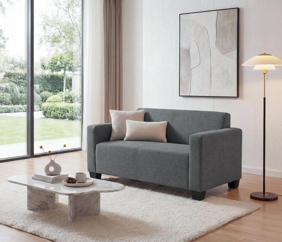 2ER SOFA COUCH LOUNGESOFA Grau - Grau, Textil (136/76/72cm) - MCW