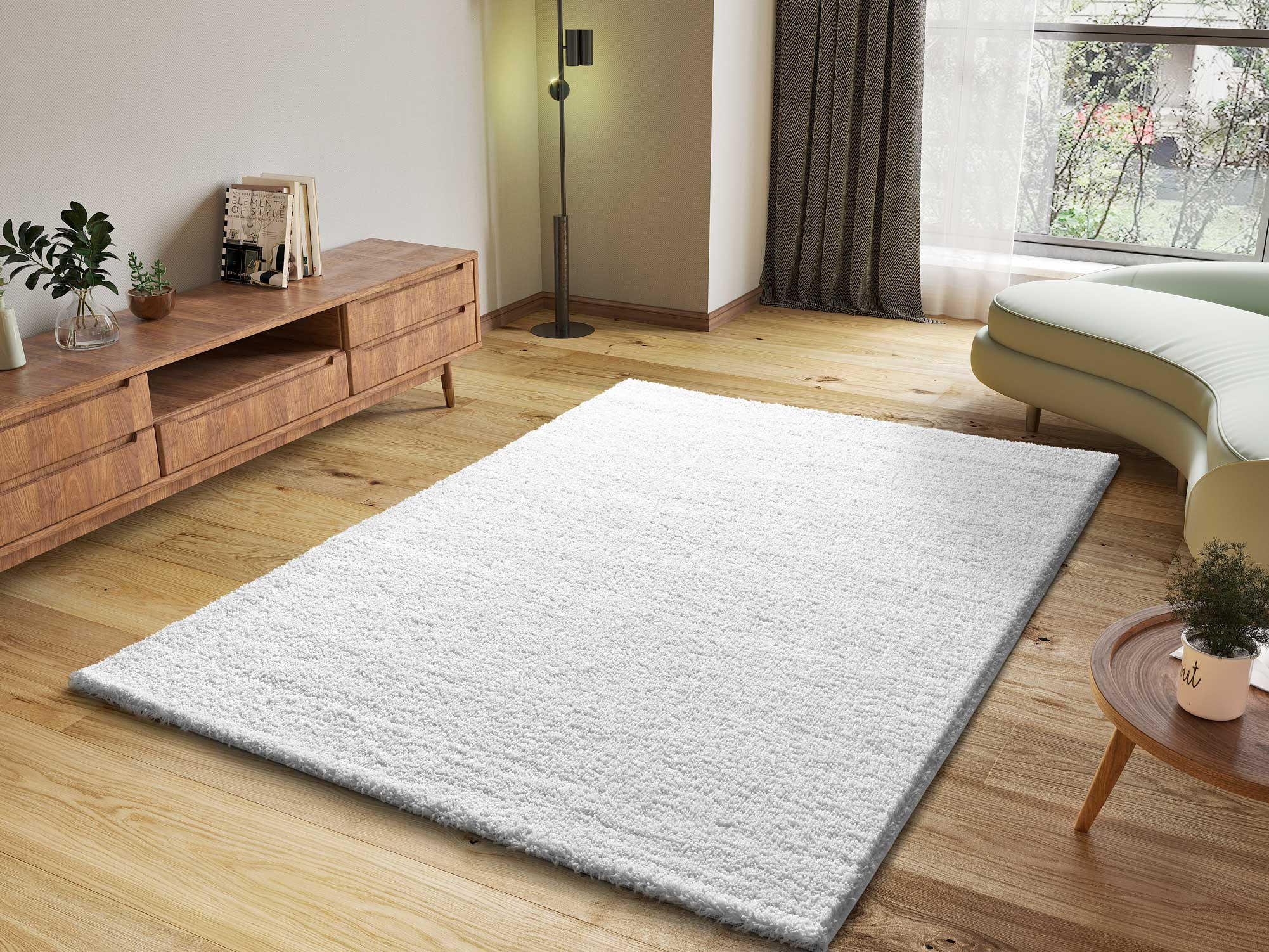 Thumbnail - Atticgo Hochflorteppich, Weiß, Textil, Uni, Rechteckig, 120x180 cm, Oeko-Tex® Standard 100, antistatisch, für Fußbodenhe...