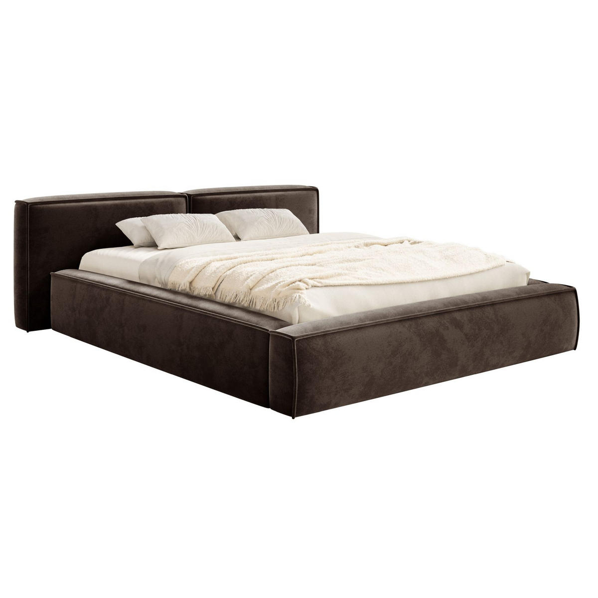 POLSTERBETT Tilves Low Braun 200x200 cm - Schwarz/Braun, Kunststoff/Textil (200/200cm) - Selsey