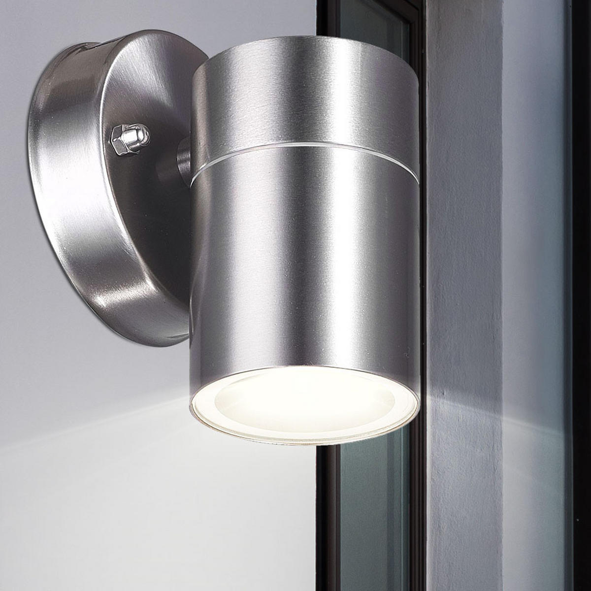 LED AUSSEN-WANDLEUCHTE Edelstahl Silber - Silberfarben, Glas (6/11/9.2cm)