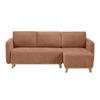 SCHLAF-ECKSOFA Terracottafarbener Stoff Velours-Effekt Helles Holz 3-4 Sitzer ROMANE - Terracotta, Textil (148/231cm) - Miliboo