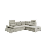 ECKSOFA mit Schlaffunktion, verstellbare Armlehne und Kopfstützen - Chromfarben/Beige, Textil (219/260cm) - ed exciting design