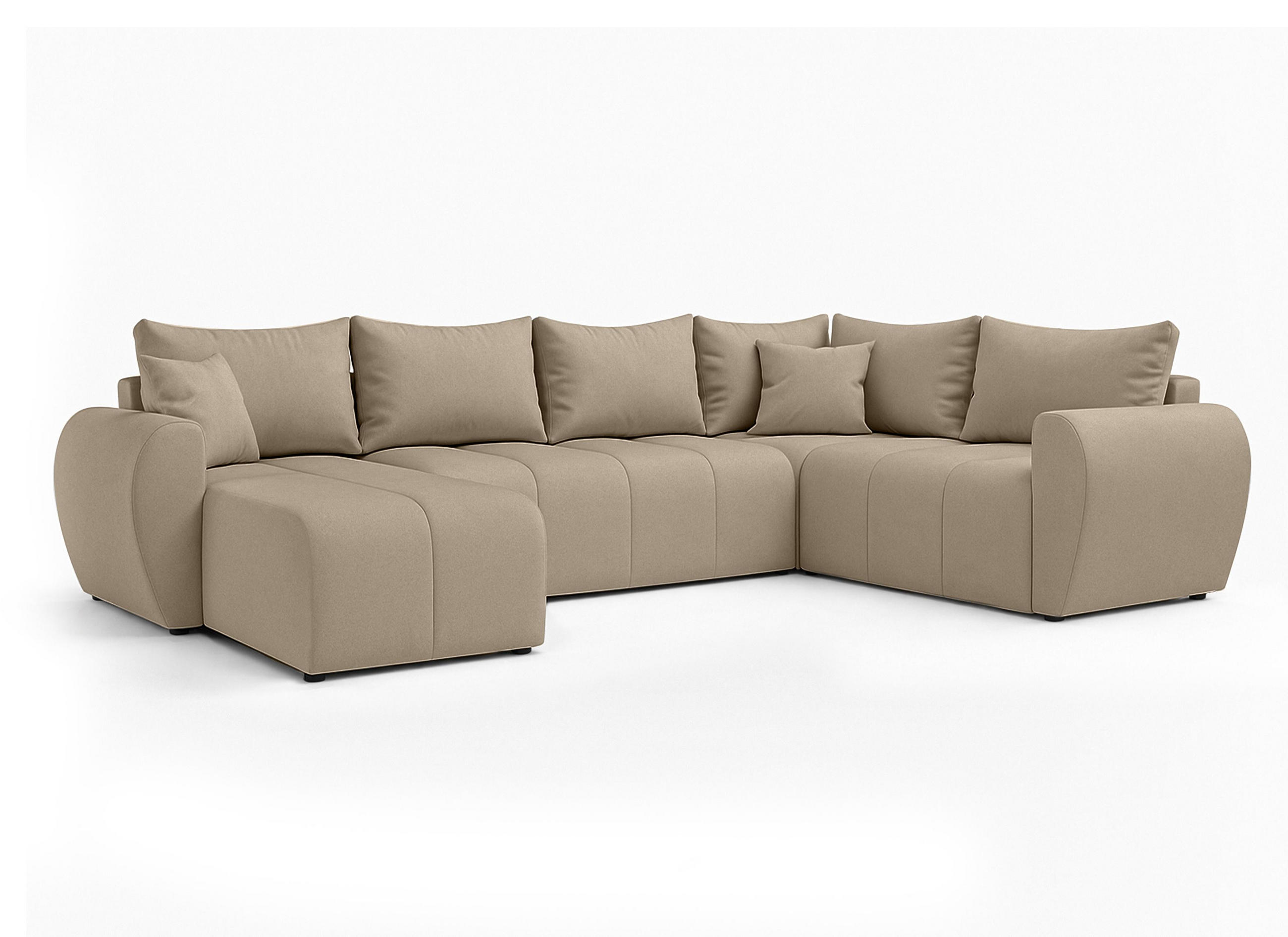 WOHNLANDSCHAFT Malatya U Form MAX Hellbraun 311/145/80 cm mit Schlaffunktion - Hellbraun/Schwarz, Kunststoff/Textil (208/80/303cm) - AX Living