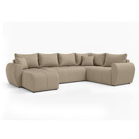 WOHNLANDSCHAFT Malatya U Form MAX Hellbraun 311/145/80 cm mit Schlaffunktion - Hellbraun/Schwarz, Kunststoff/Textil (208/80/303cm) - AX Living
