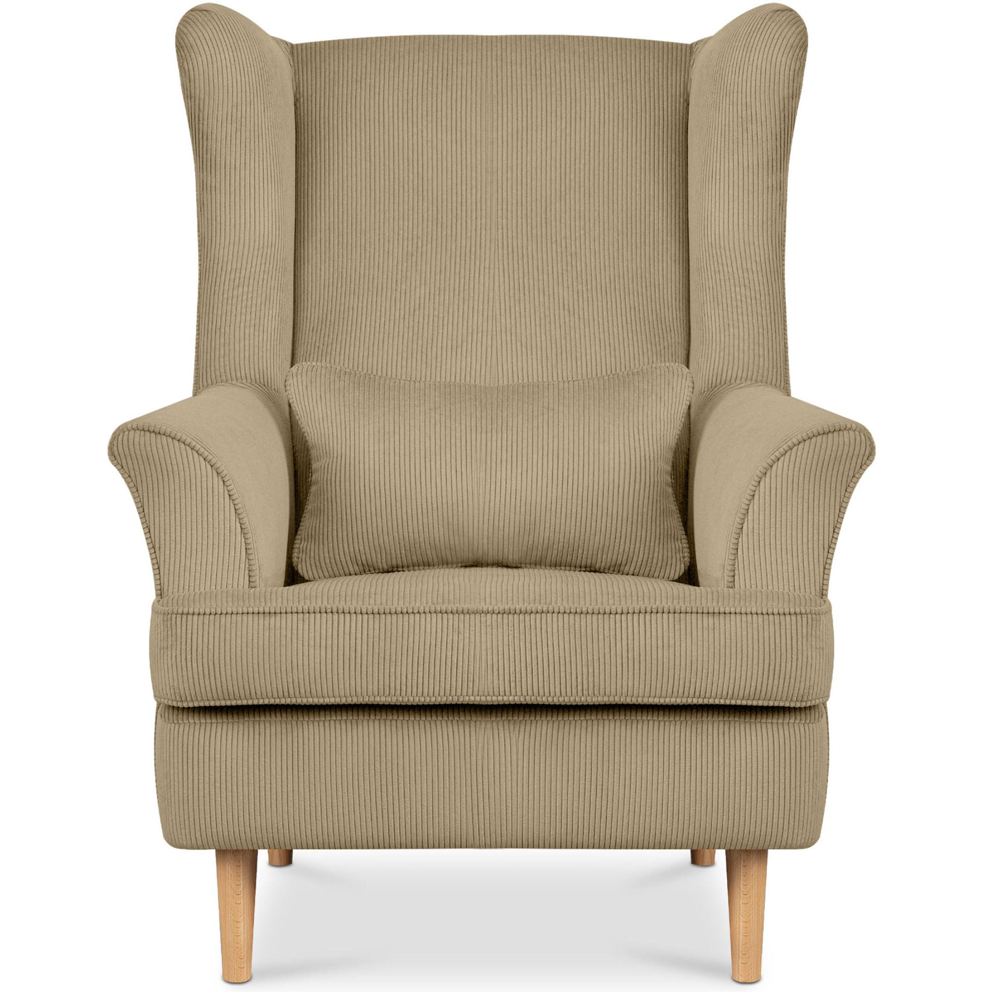 OHRENSESSEL STRALIS inklusive dekorativem Kissen, creme - Creme/Braun, Textil (82/108/80cm) - KONSIMO®
