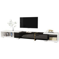 TV-SCHRANK Modern variable Länge 140-260cm drehbar Weiß-Schwarz Marmoroptik - Weiß, Holz (51.4/30.5/62.2cm) - FLIEKS