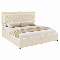 POLSTERBETT mit LED, USB und Stauraum 140x200 cm Samt Beige - Beige, Metall (140/200cm) - Meubliv