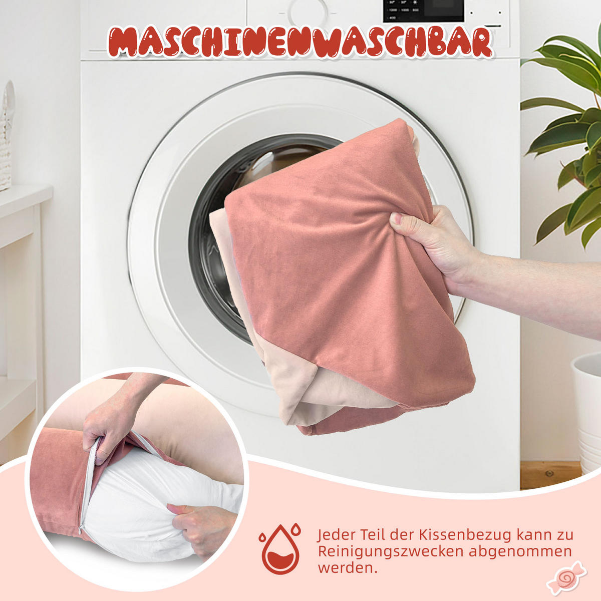 KISSEN Süßigkeiten Zweifarbig 150cm - Pink/Hellrosa, Textil (30/153cm) - Vercart