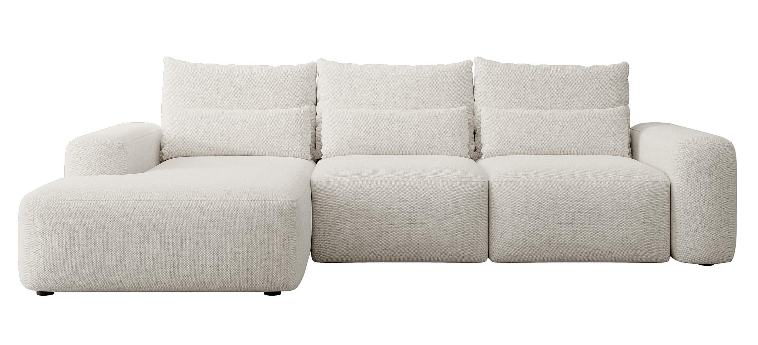 ECKSOFA Carnos mit wasserabweisendem Chenille-Bezug in Cremeweiß - Ecru, Textil (264/162cm) - Selsey