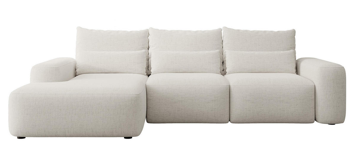 ECKSOFA Carnos mit wasserabweisendem Chenille-Bezug in Cremeweiß - Ecru, Textil (264/162cm) - Selsey