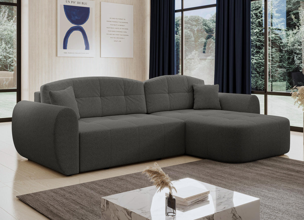 ECKSOFA L Form Nubio Grau 282/170/91 cm – modernes Sofa fürs Wohnzimmer - Schwarz/Grau, Kunststoff/Textil (282/170cm) - AX Living