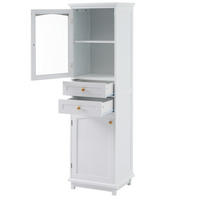BADEZIMMERSCHRANK mit Glastür 45 x 36 x 160 cm Weiß - Weiß, Glas (36/160/45cm) - Beauniv