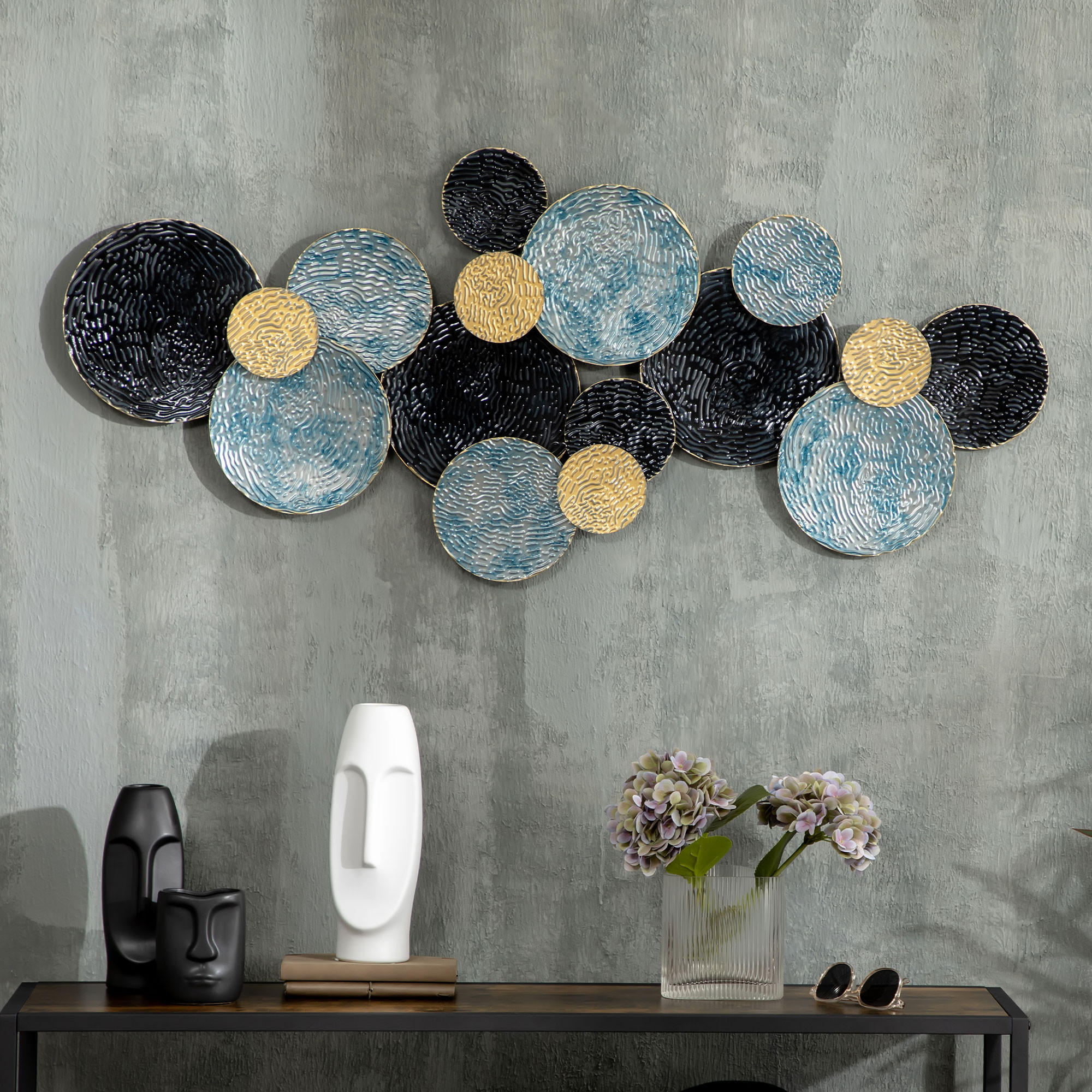 WANDDEKORATION, Eisen, Gold+Blau+chwarz - Multicolor, Metall (4/53/121cm) - HOMCOM