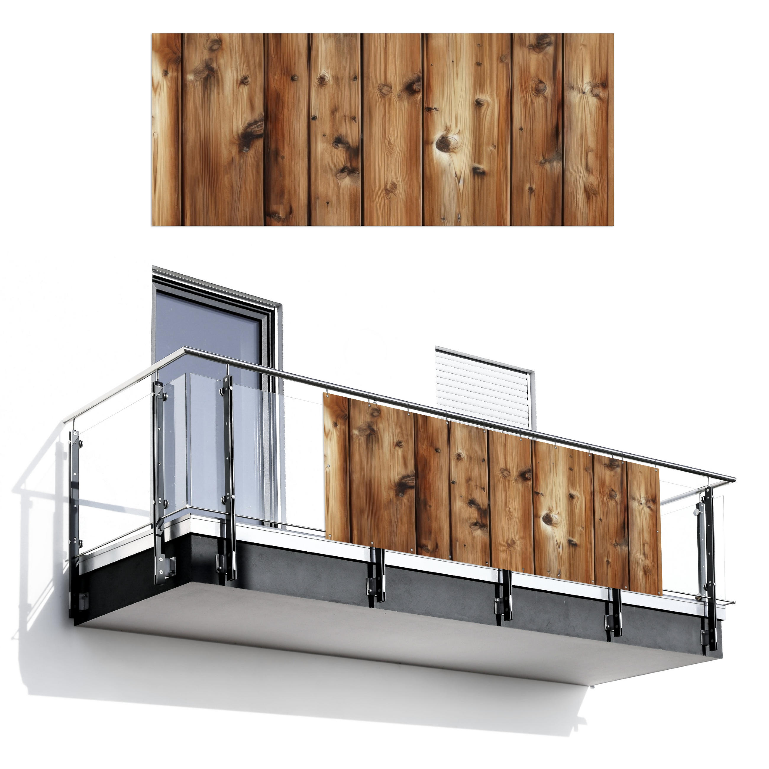 BALKON-SICHTSCHUTZ Holz - Regale - Braun - Buchefarben, Kunststoff (300/120cm) - MuchoWow