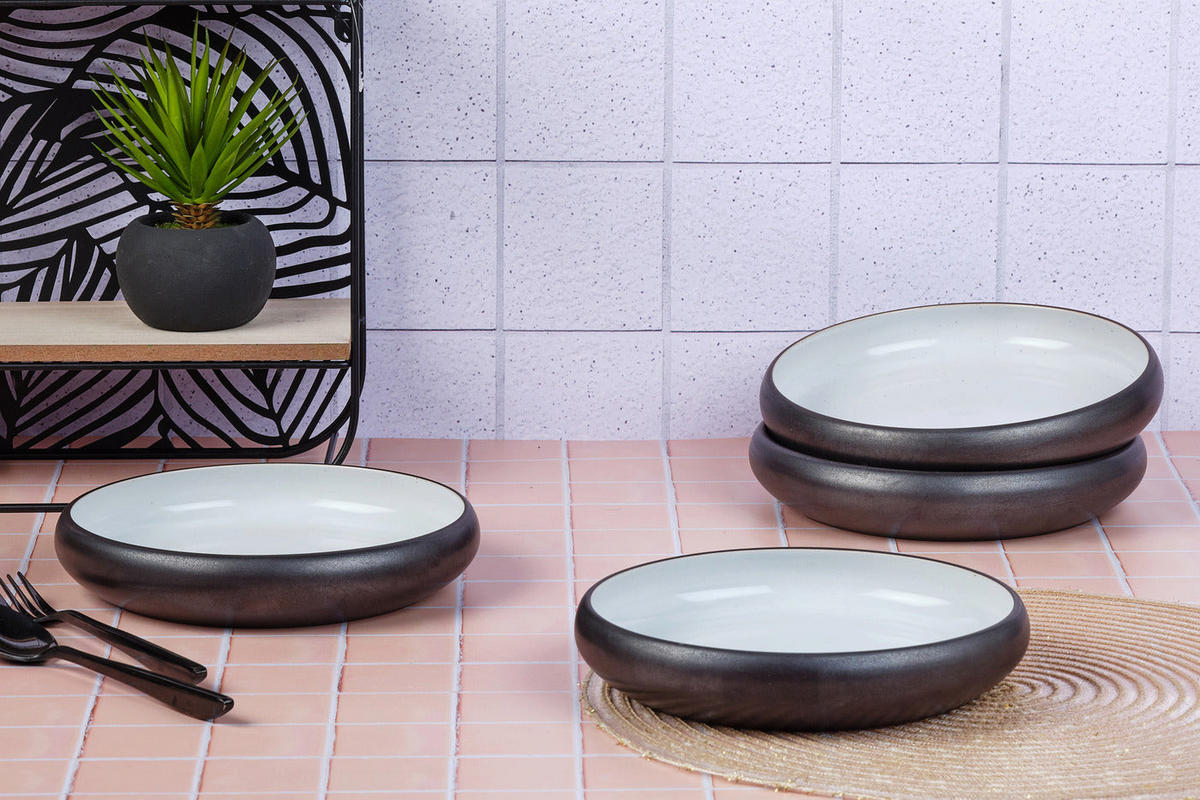 SUPPENTELLER Gourmet Ø21,5cm - 4er-Set - Onyx - Schwarz, Keramik (21.5cm) - Björn