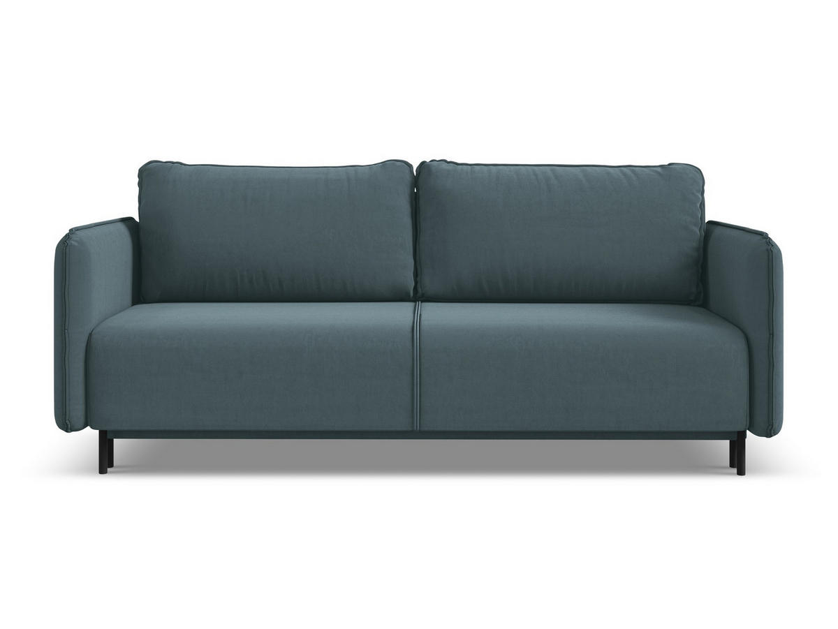 3-SITZER SOFA mit Schlaffunktion Samt Stoff Blau - Blau/Petrol, Holz/Textil (226/90/92cm) - Makamii