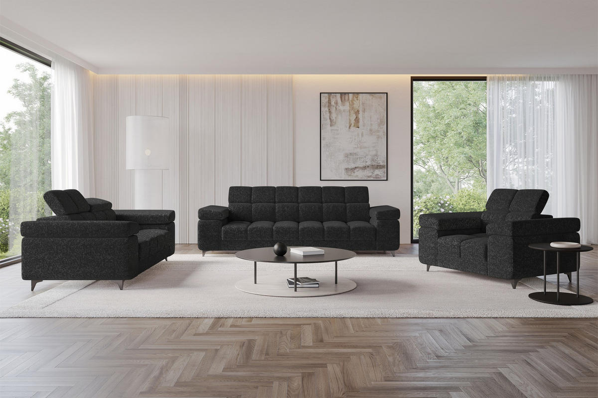 SOFA 2-Sitzer LORD-S1 194x97x90 cm Schwarz Chenille - Schwarz, Holzwerkstoff/Textil (194/90/97cm) - ALTDECOR