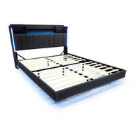 POLSTERBETT 140/200 cm Grau aus Leinenstoff mit LED-Beleuchtung und USB-Anschluss - Grau, Textil (140/200cm) - OKMYHOME