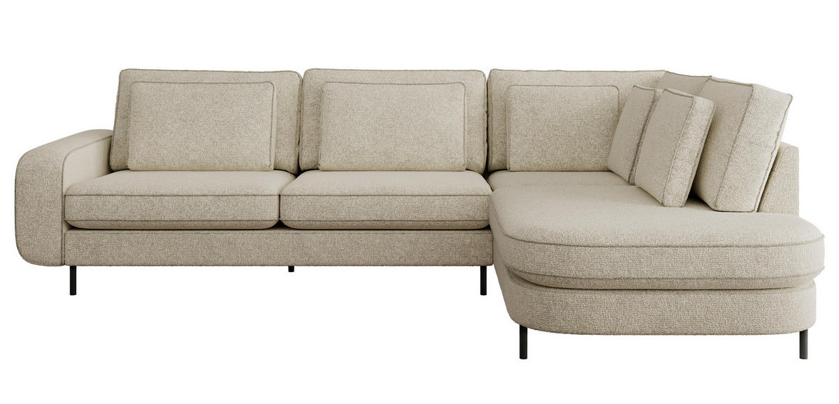 ROHOVÁ SEDAČKA CALENO L - Krémová Strukturovaná látka - Levá Strana - černá/krémová, kov/textil (317/225cm) - MKS