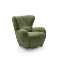 SESSEL MIST, Polstersessel Klassisch Loungesessel, Bucle-Stoff Grün - Grün, Holz/Holzwerkstoff (88/91/100cm) - MASSENO