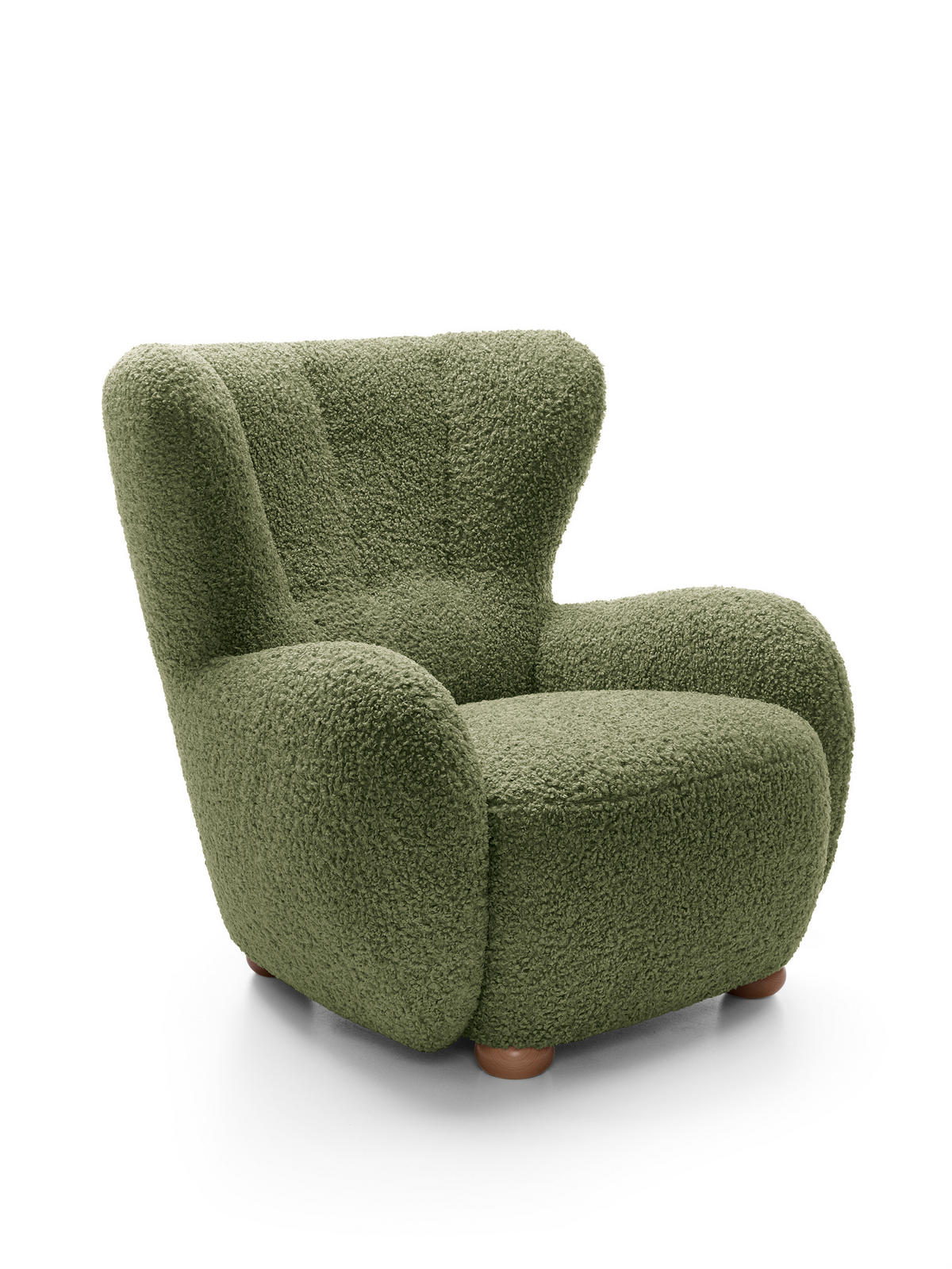 SESSEL MIST, Polstersessel Klassisch Loungesessel, Bucle-Stoff Grün - Grün, Holz/Holzwerkstoff (88/91/100cm) - MASSENO