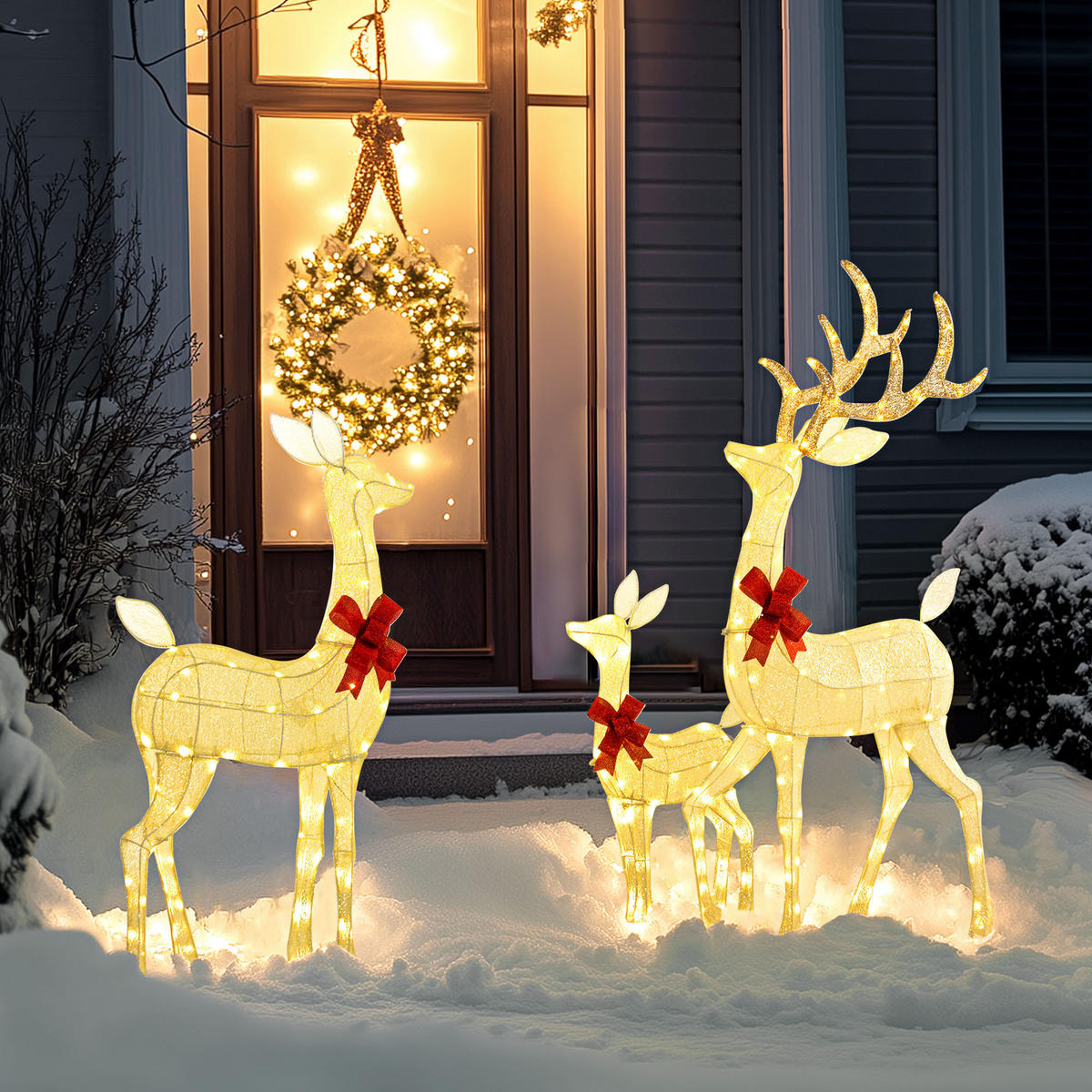 WEIHNACHTS-REH silberfarben 64.0/37.0/134.0cm - Silberfarben, Metall (37/134/64cm)