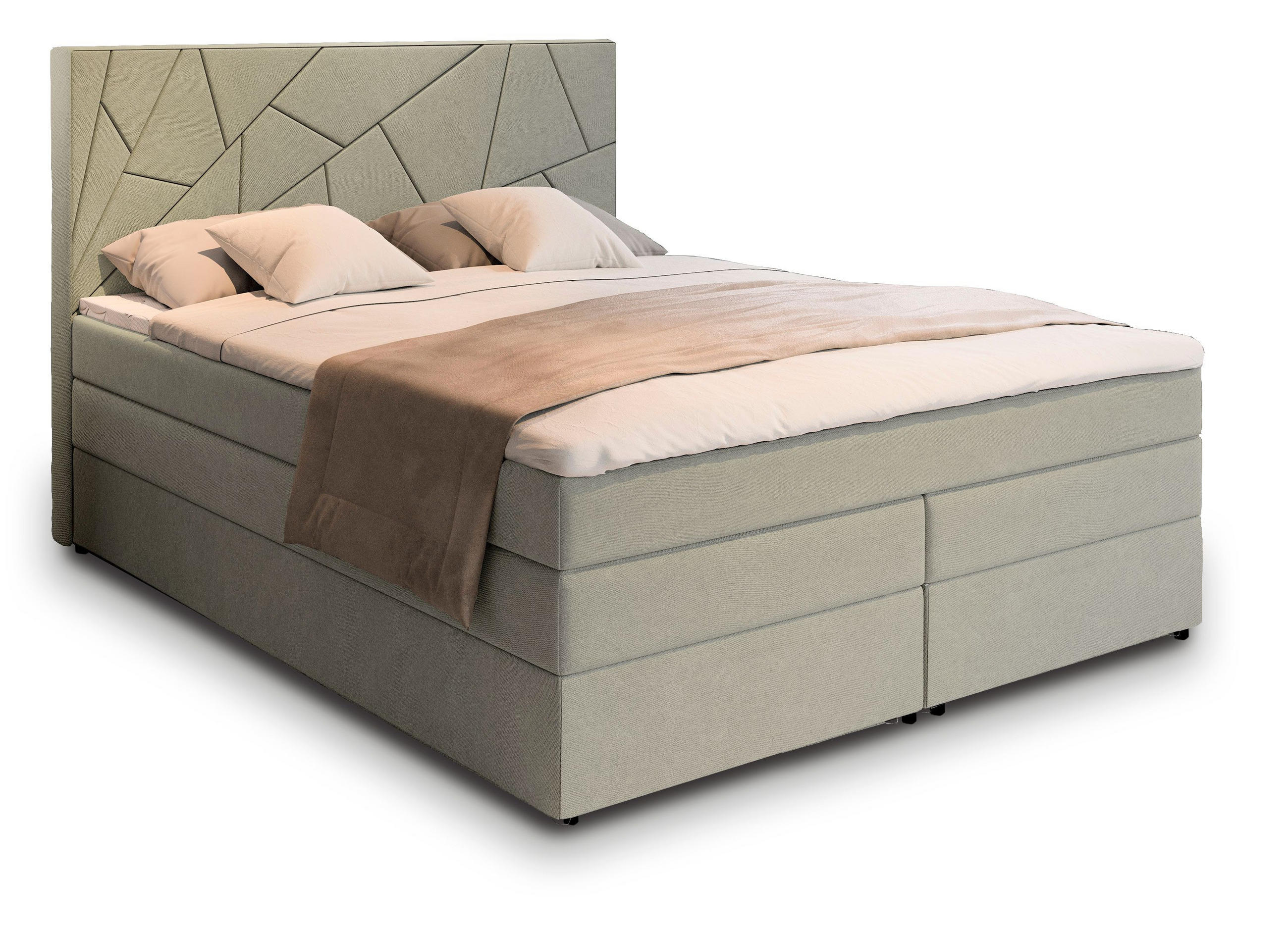 BOXBETT TRANI 180x200 cm mit Matratze und Topper - Grün - Grün, Holz (180/200cm) - MASSENO
