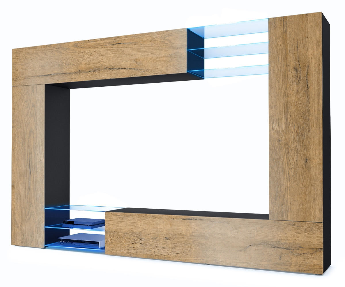 Vladon Wohnwand Eiche 262x182.5x39 cm