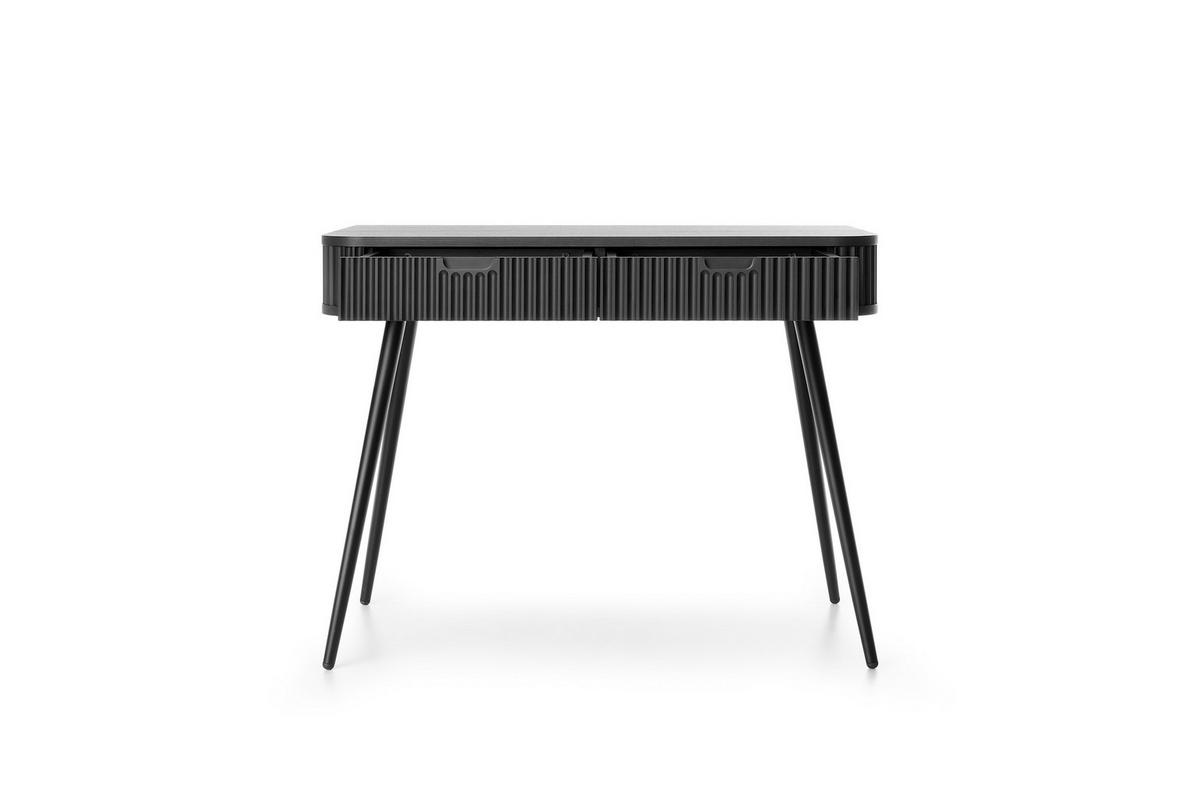 KONSOLENTISCH PORTO (Oval, Rillenfront, Schwarz Matt, Schwarze Füße) - Schwarz, Holz/Holzwerkstoff (49/103/80cm) - Ravio