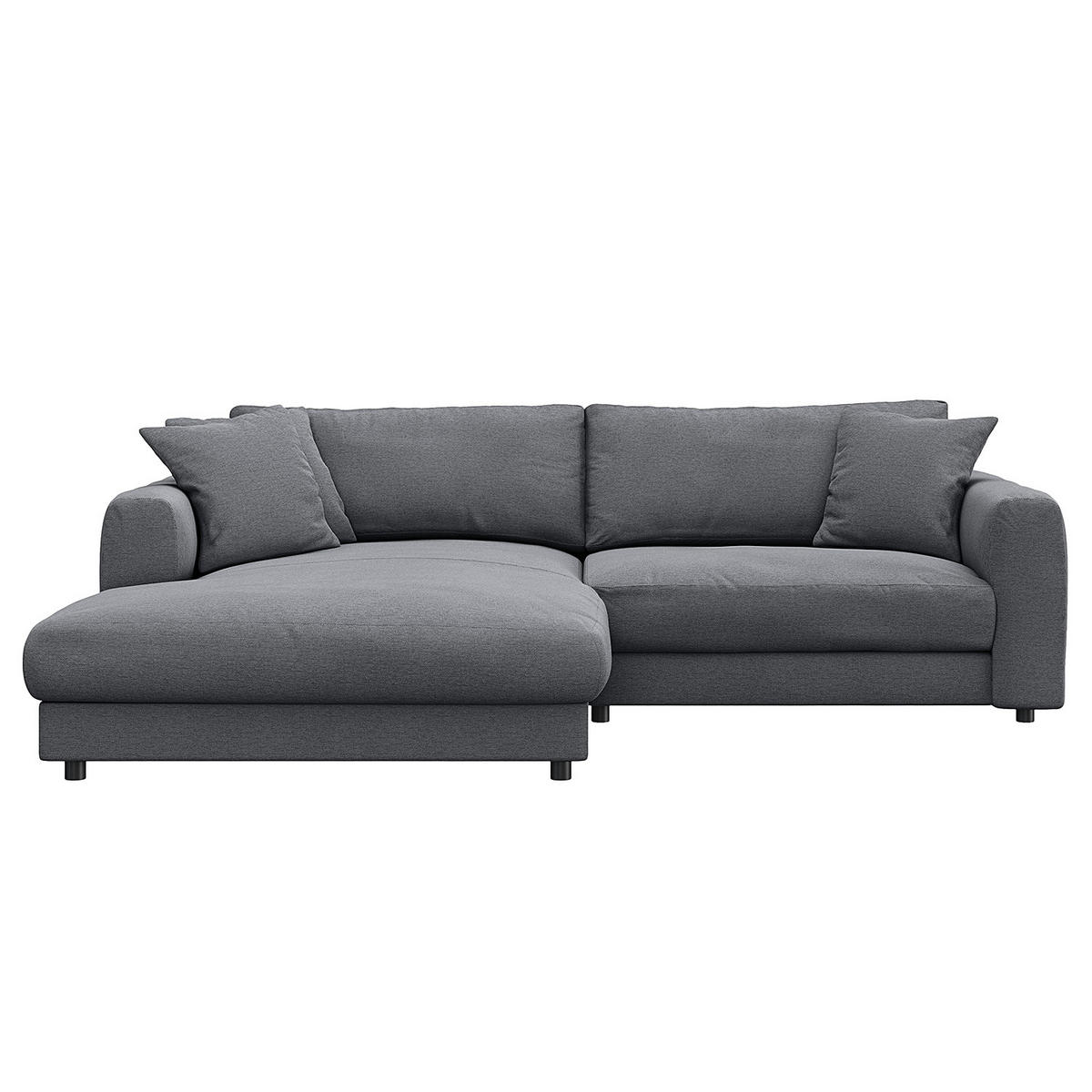 ECKSOFA mit Longchair - Schwarz/Grau, Holz/Kunststoff (238/183cm) - home24