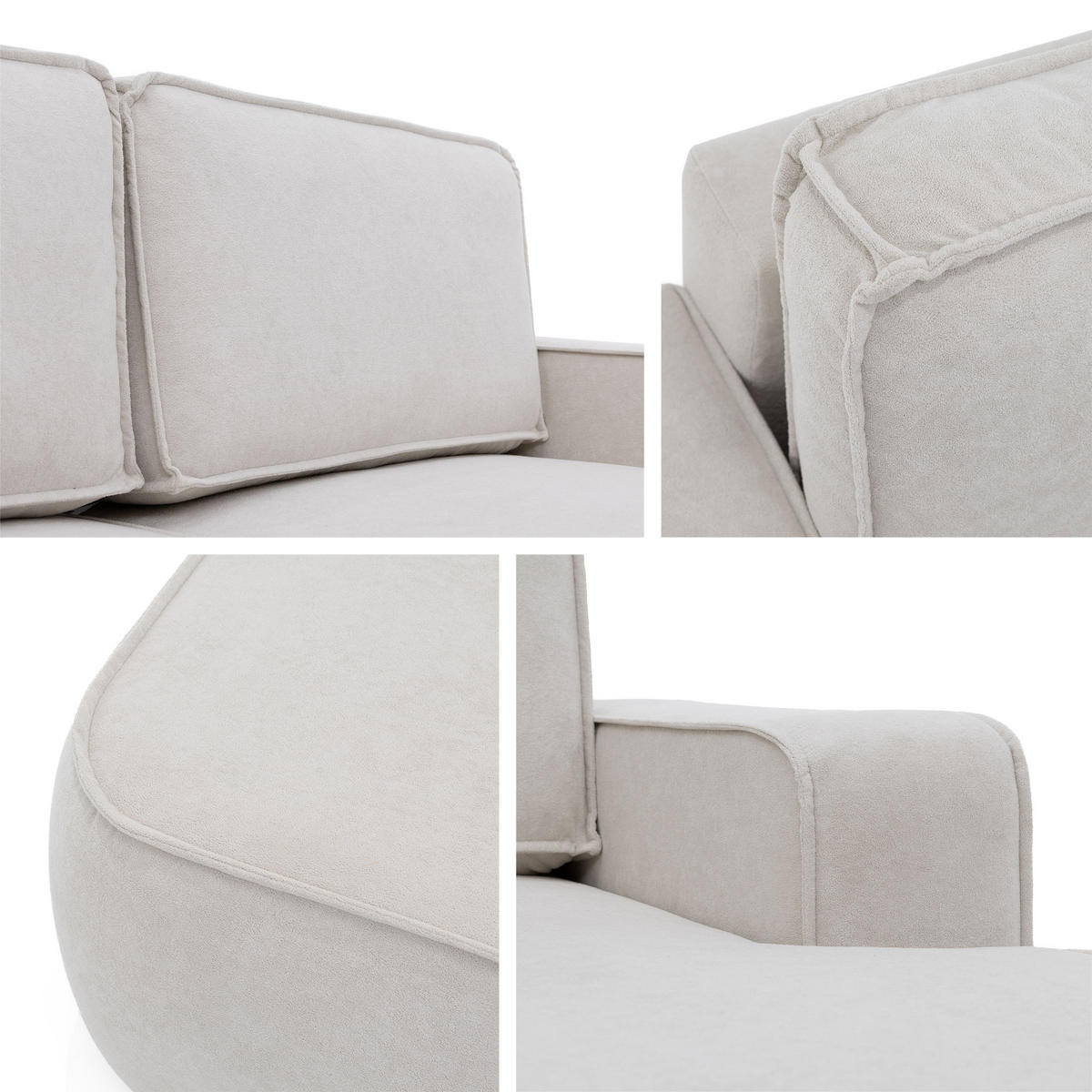 ECKSOFA Mono, Seite: Links - Creme/Schwarz, Holz/Kunststoff (260/168cm) - MIRJAN24