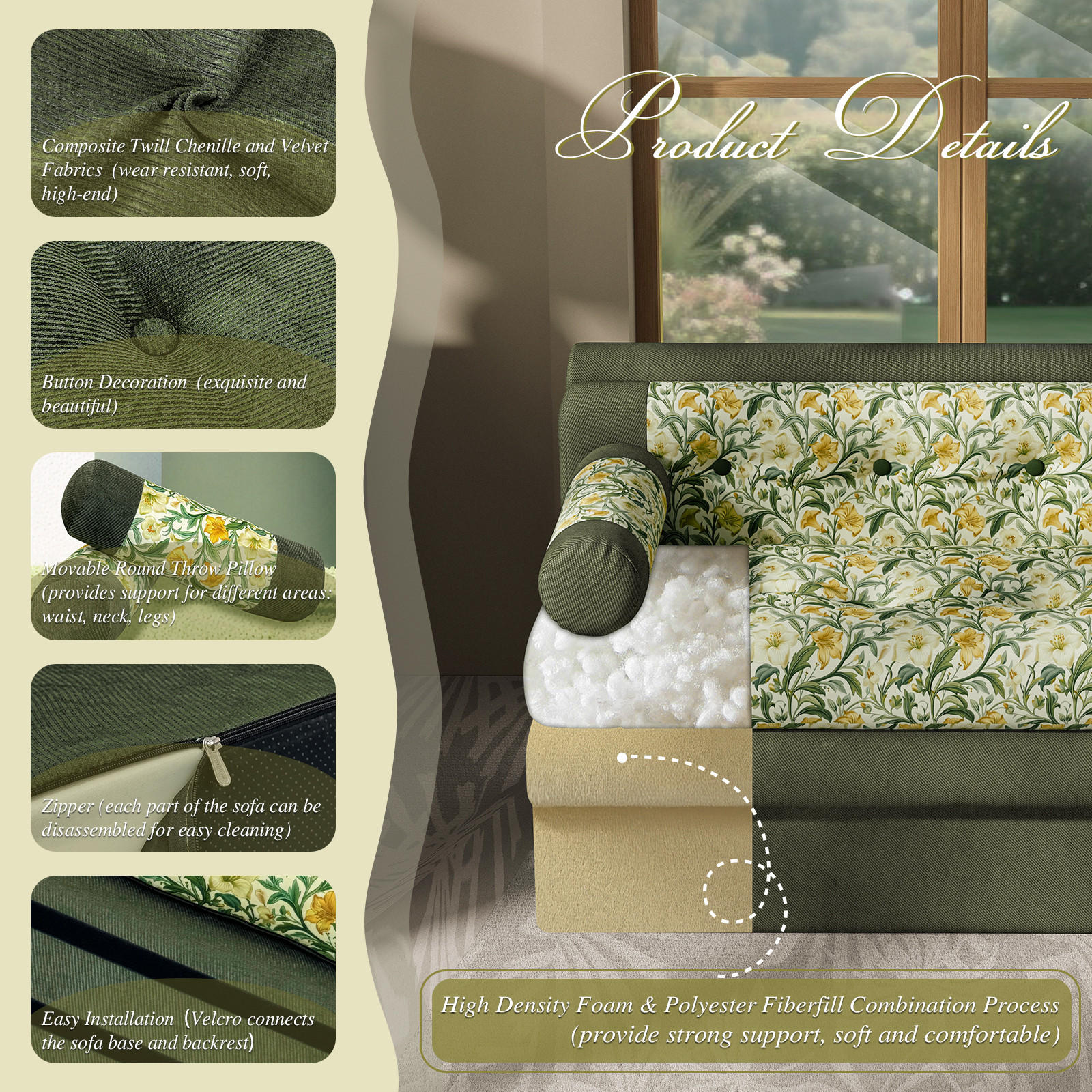 Thumbnail - Vercart Sofa, Grün, Textil, Freiform, 132x72x82 cm, Wohnzimmer, Sofas & Couches, Sofas, 2-Sitzer Sofas