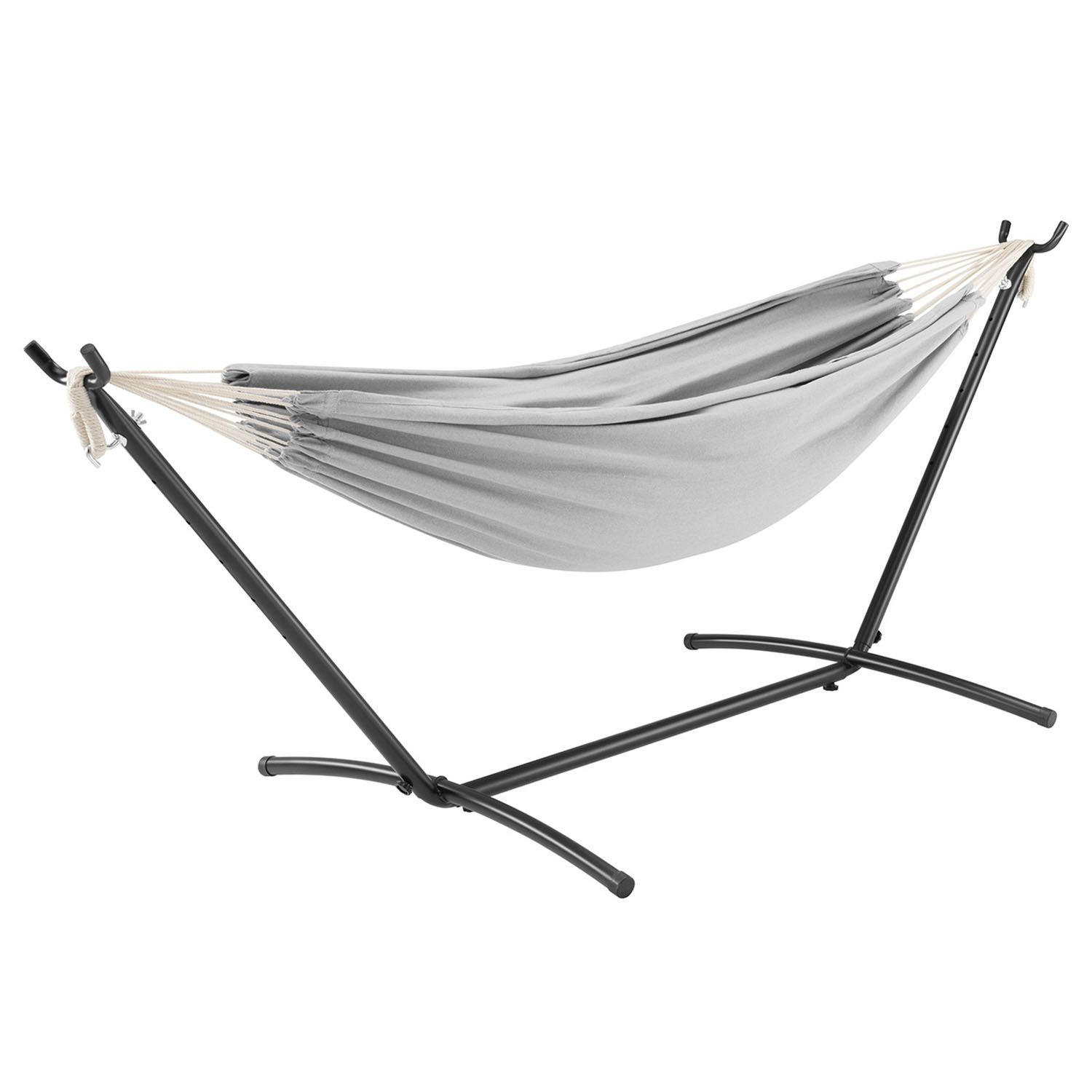 HÄNGEMATTE Paya hellgrau 281x107x96 cm - Hellgrau, Textil/Metall (109/101/279cm) - Juskys