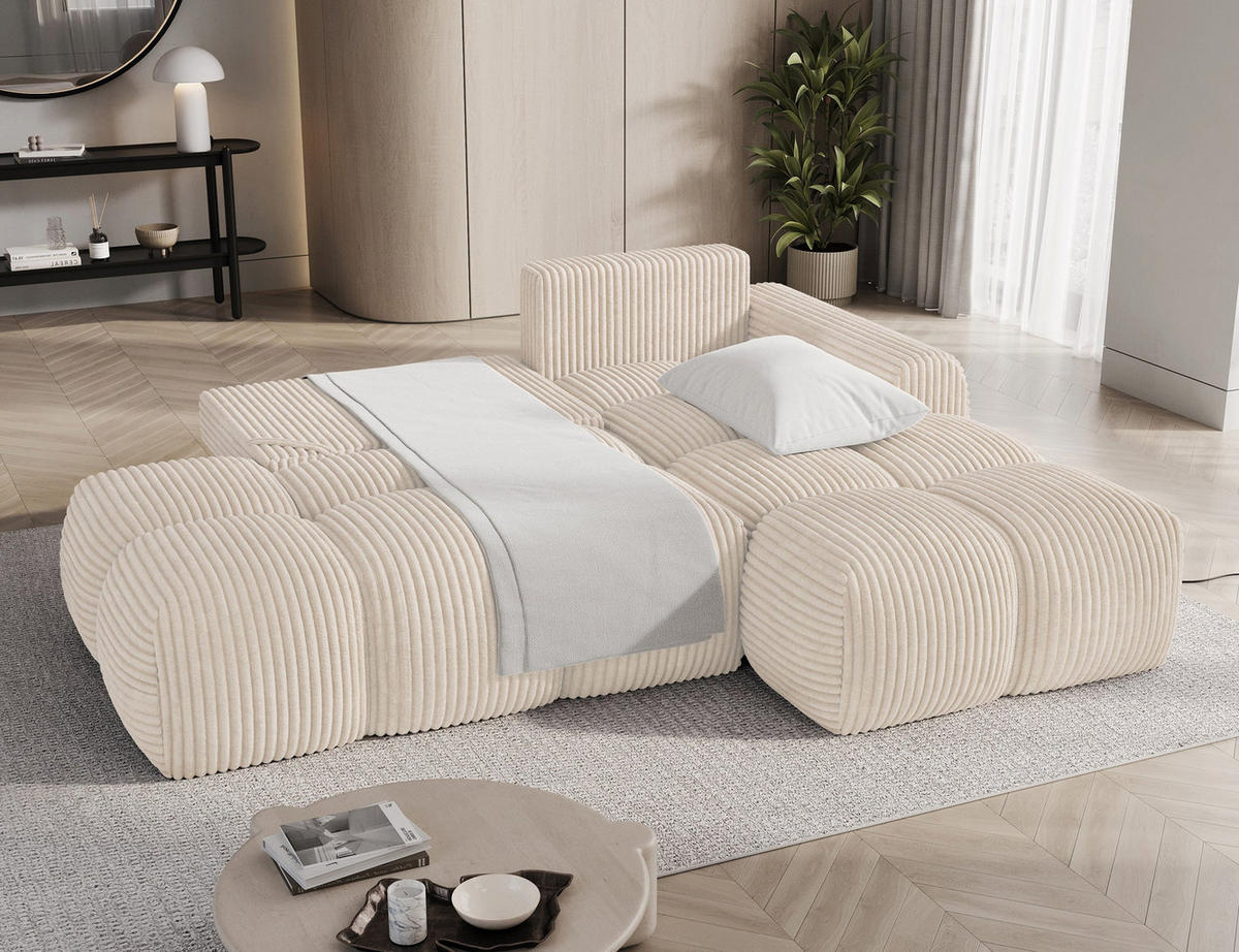 ECKSOFA VITTARIO mit Schlaffunktion & Bettkasten – Modernes L-Sofa 227 cm, inklusive Kissen - Weiß, Kunststoff (227/95cm) - Wohnideebilder