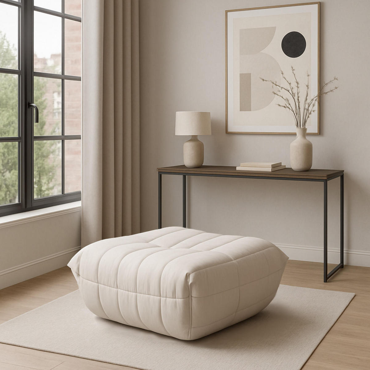 SITZPOUF NUA Beige 86x80x40 cm - Beige, Textil (86/40/80cm) - FURNLUX