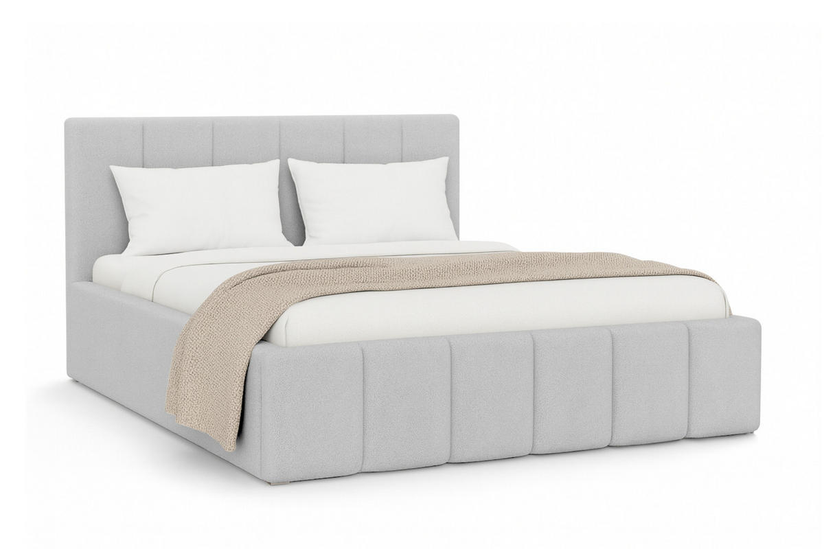POLSTERBETT MEGAN 180/200 in Boucle Hellgrau - Hellgrau, Holz/Holzwerkstoff (180/200cm) - Deine Möbel 24
