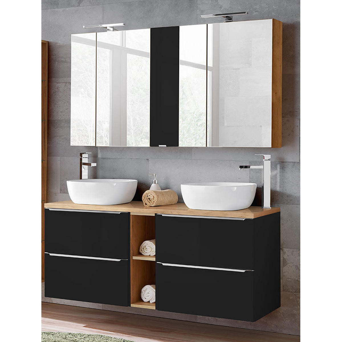 BADMÖBEL-SET 2-TLG. Toskana-56 - Anthrazit, Holzwerkstoff (140/190/46cm) - Lomado