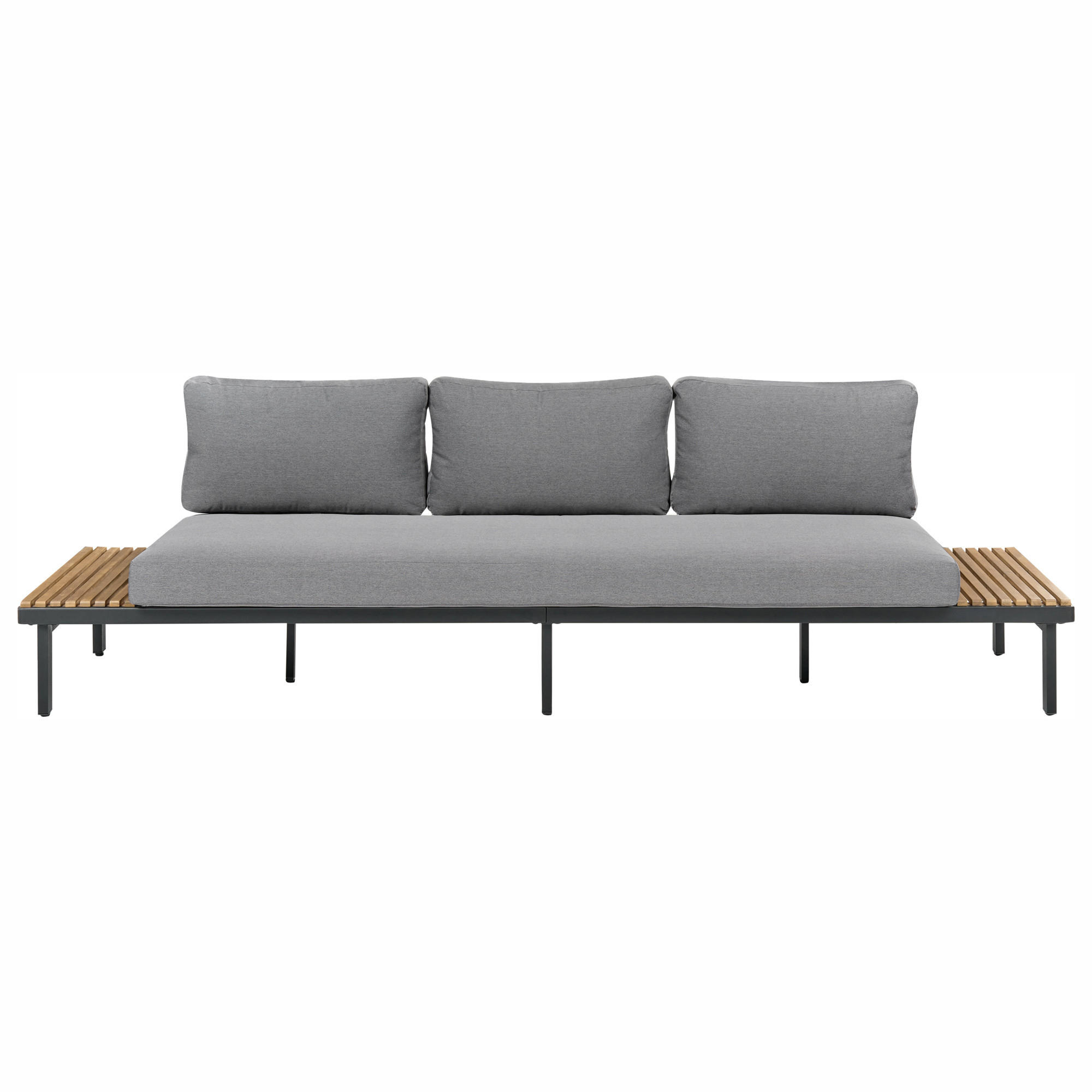 Beliani Gartensofa Dunkelgrau, Grau, Braun 266x78x69 cm