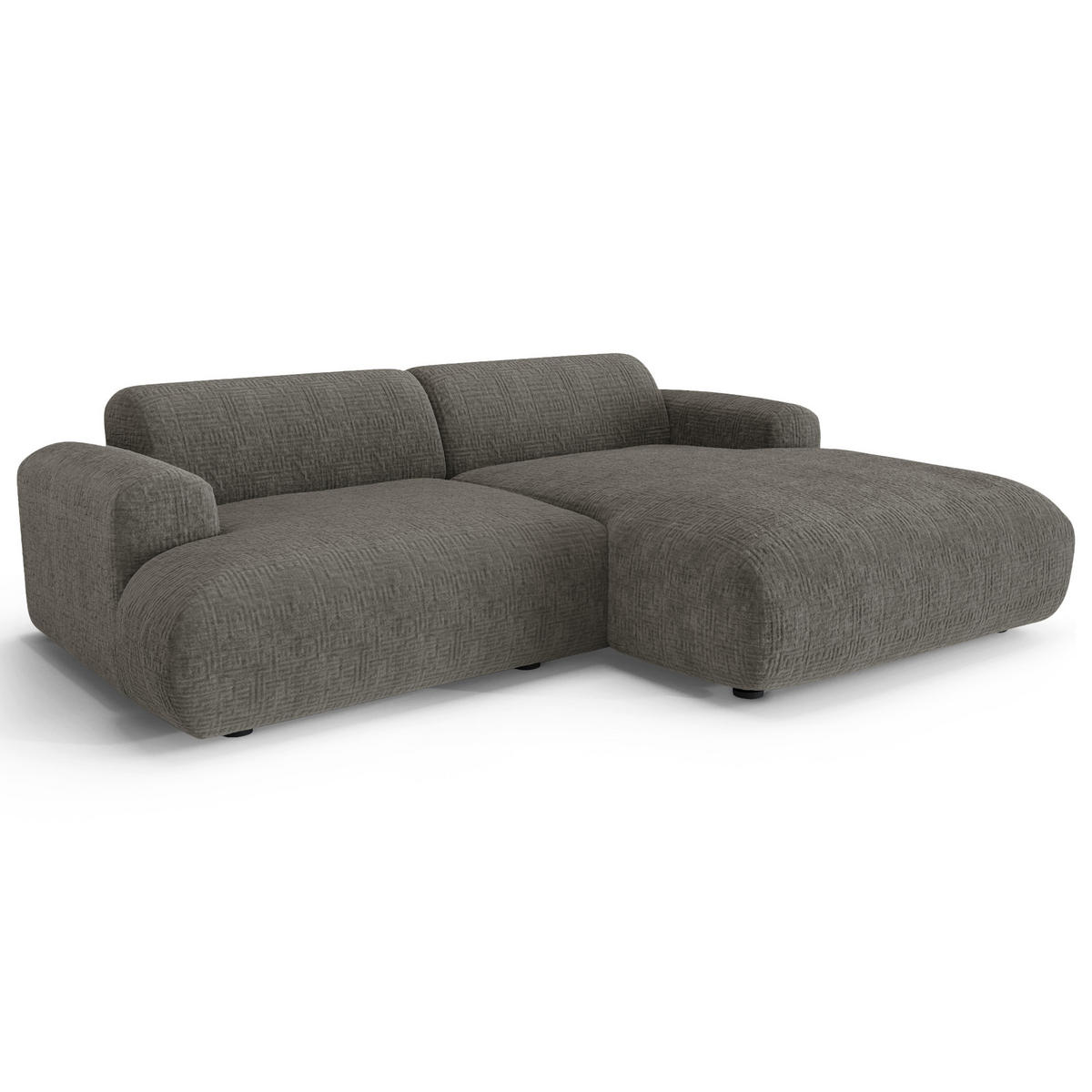 ECKSOFA RECHTS Gemusterter Samt Grau 266cm - Grau, Textil (266/165cm) - Sia Home