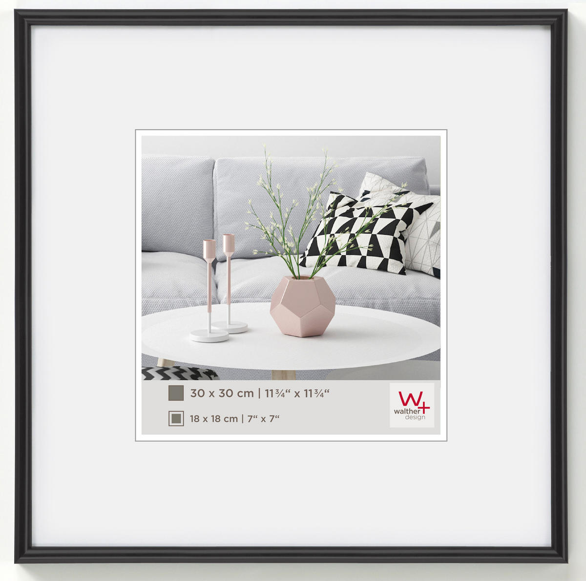 BILDERRAHMEN Galeria Kst.Rahmen 30x30 cm SCHWARZ - Schwarz, Kunststoff (31.1/31.1/1.9cm) - walther design
