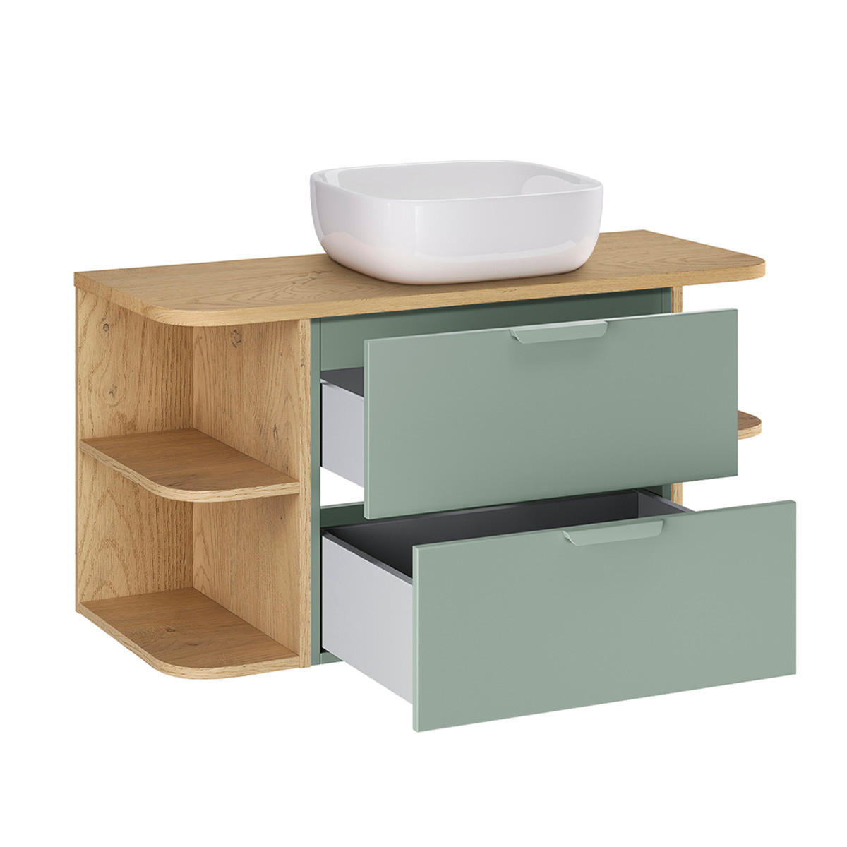 BADMÖBEL 100.4cm Oria 2er-Set Grün - Grün, Holzwerkstoff (100.4/50/45.8cm) - Petits-meubles