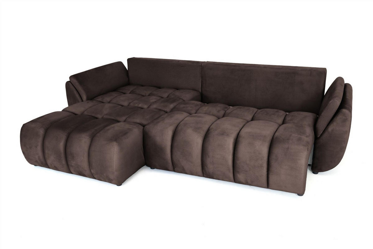 ECKSOFA Collin Mit Schlaffunktion - Braun, Holzwerkstoff/Textil (280/185cm) - Fun Möbel