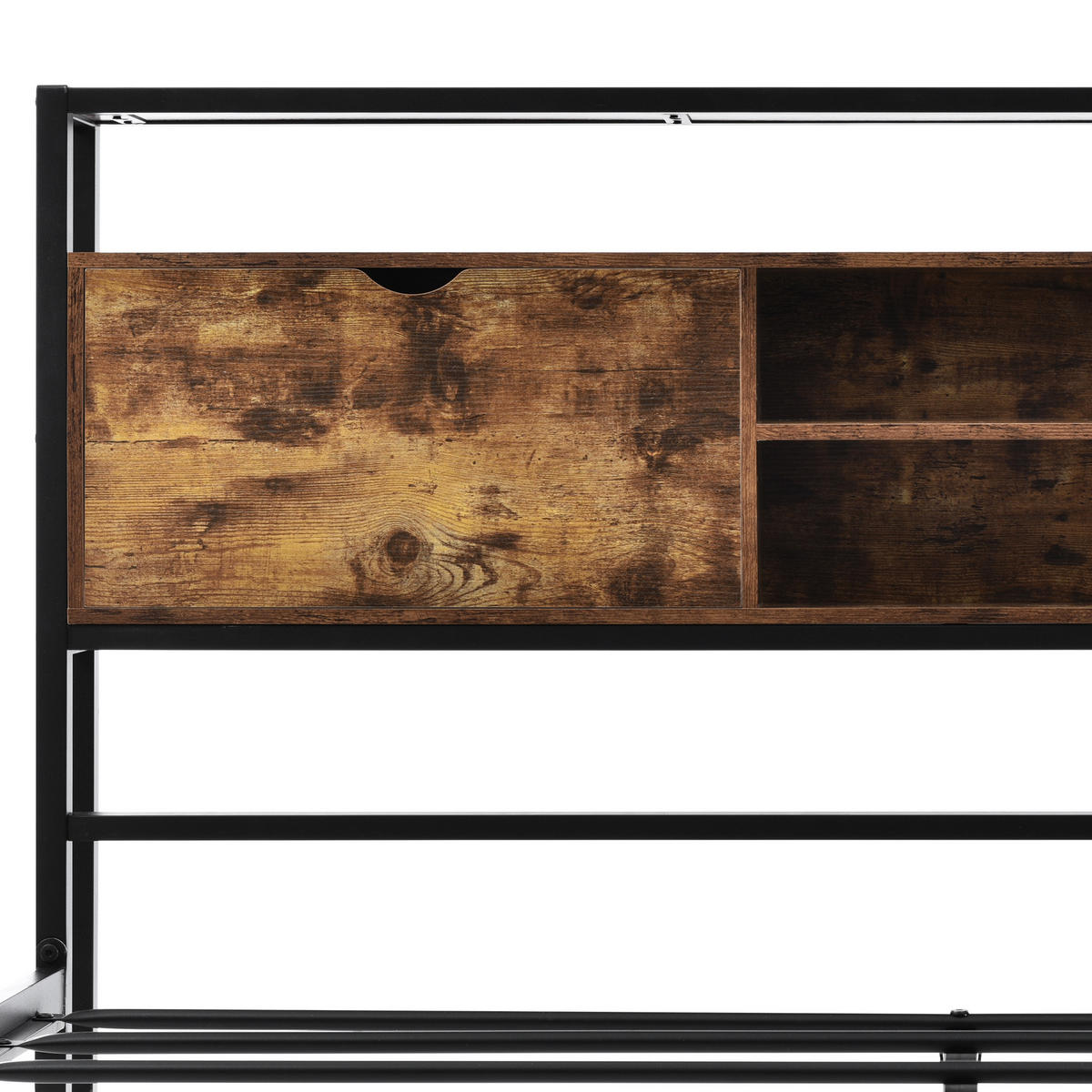 METALLBETT aus Metall & Holz 140x200 cm in Natur mit Stauraum-Kopfteil - Naturfarben, Metall (140/200cm) - Modfu